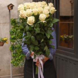 High-Stem White Roses