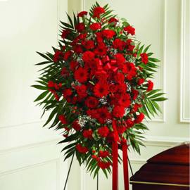 Memorial Spray of Red Flowers