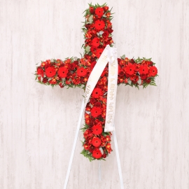 Cross Shaped Red Flowers Wreath