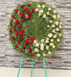 Red and White Roses Wreath