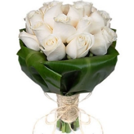 25 White Satin Roses Bouquet