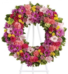 Round Wreath of Mixed Flowers