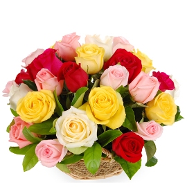 Basket of Mixed Roses