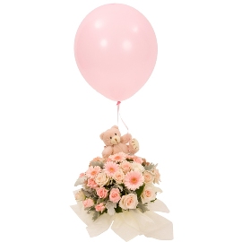 Pink Bouquet & Single Balloon