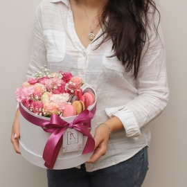 Pink Flowers and Macarons