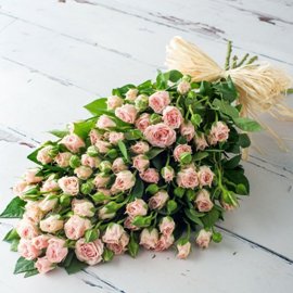27 розовых кустовых роз