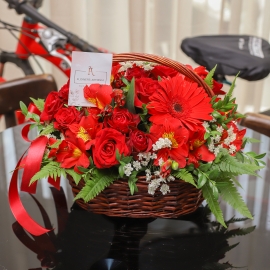 Red Flowers Basket
