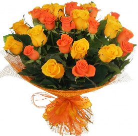 25 Жёлтых и оранжевых роз