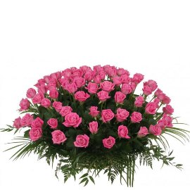Cheerful Pink Roses Basket