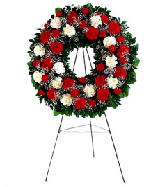 Red and White Sympathy Wreath