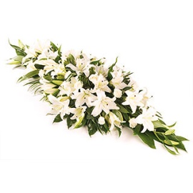 White Lilias Casket Spray